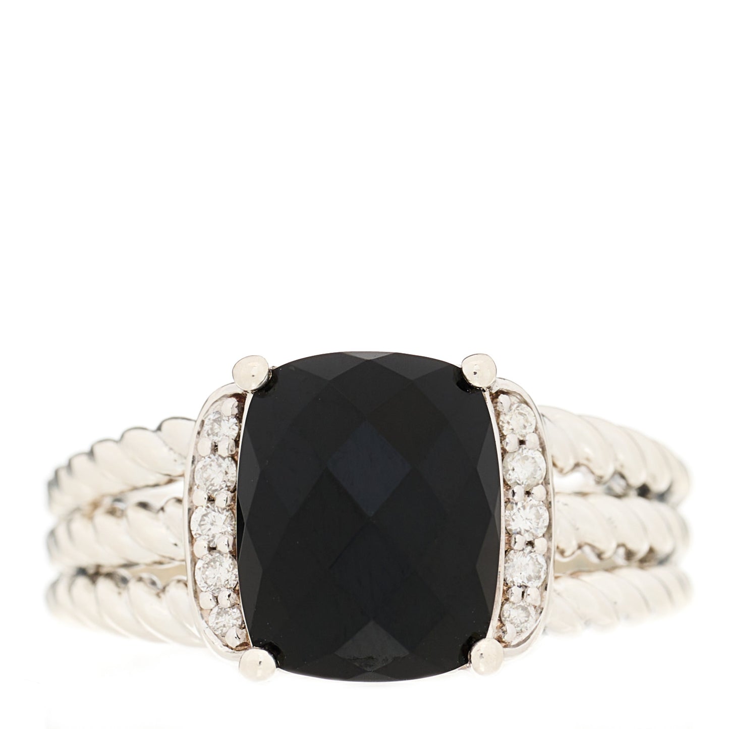 Sterling Silver Diamond Black Onyx 10mm Petite Wheaton Ring 53 6.25