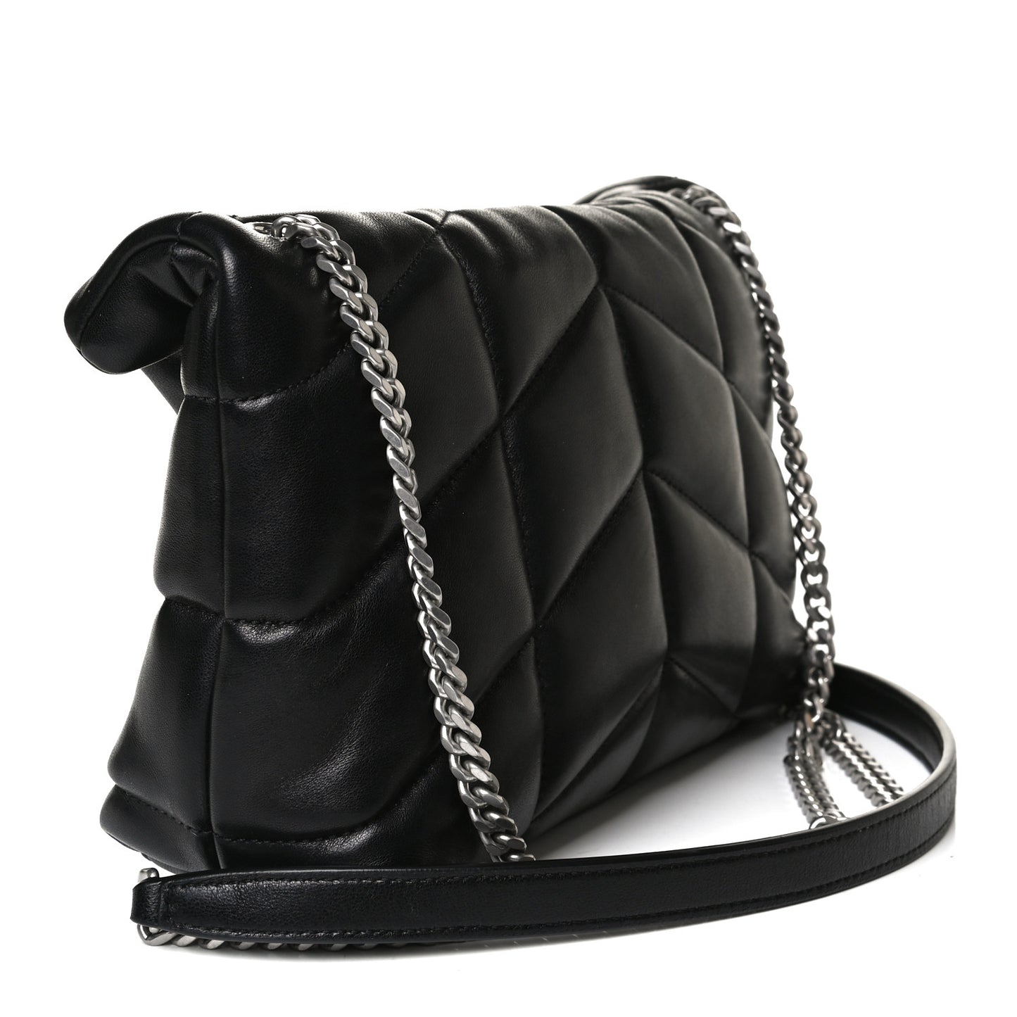 Lambskin Quilted Toy Loulou Puffer Monogram Chain Satchel Black
