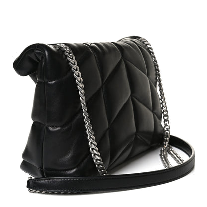 Saint Laurent Lambskin Quilted Toy Loulou Puffer Monogram Chain Satchel Black 3 of 17
