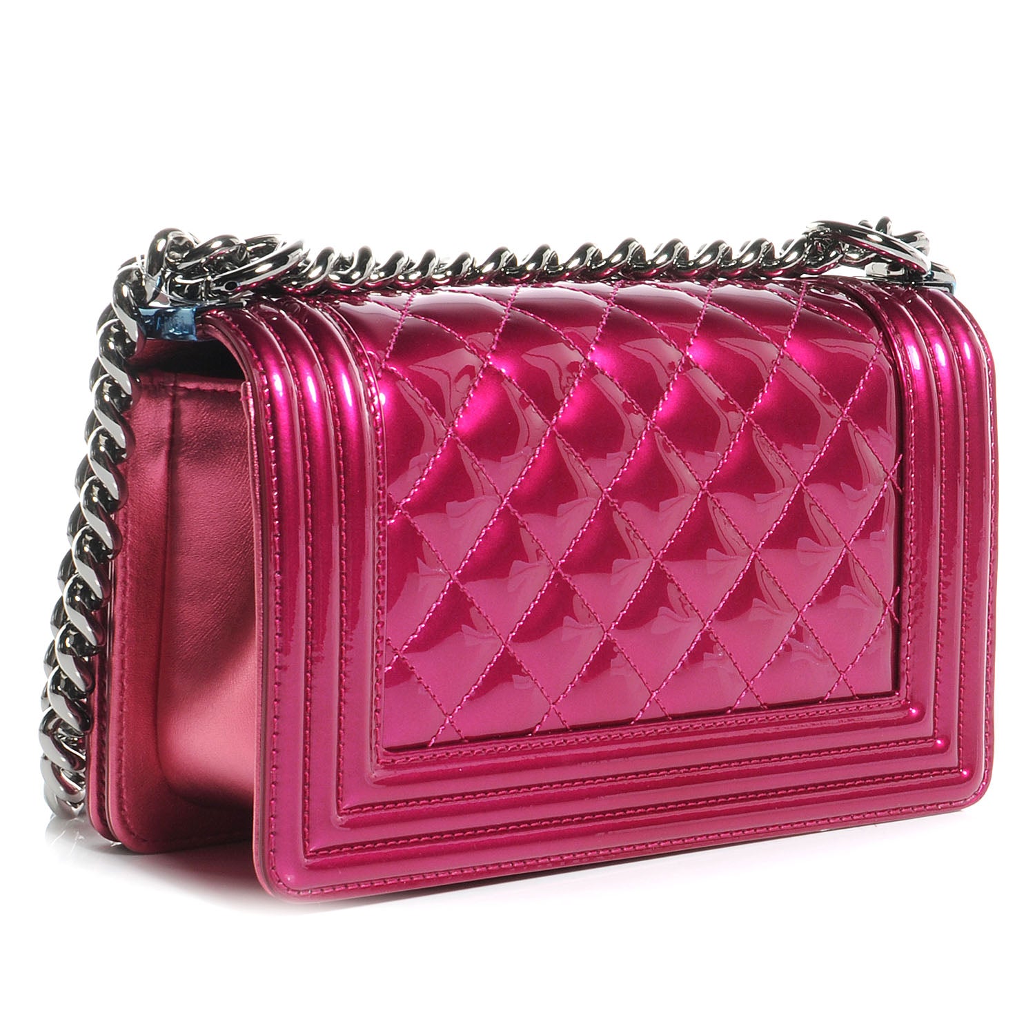 Chanel Metallic Patent Calfskin Quilted Small Boy Flap Pink 3 of 8