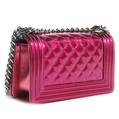 Chanel Metallic Patent Calfskin Quilted Small Boy Flap Pink 3 of 8
