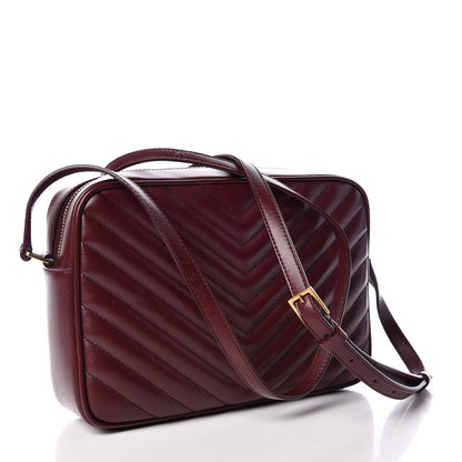 Saint Laurent Calfskin Matelasse Monogram Lou Camera Bag Dark Legion Red 3 of 9