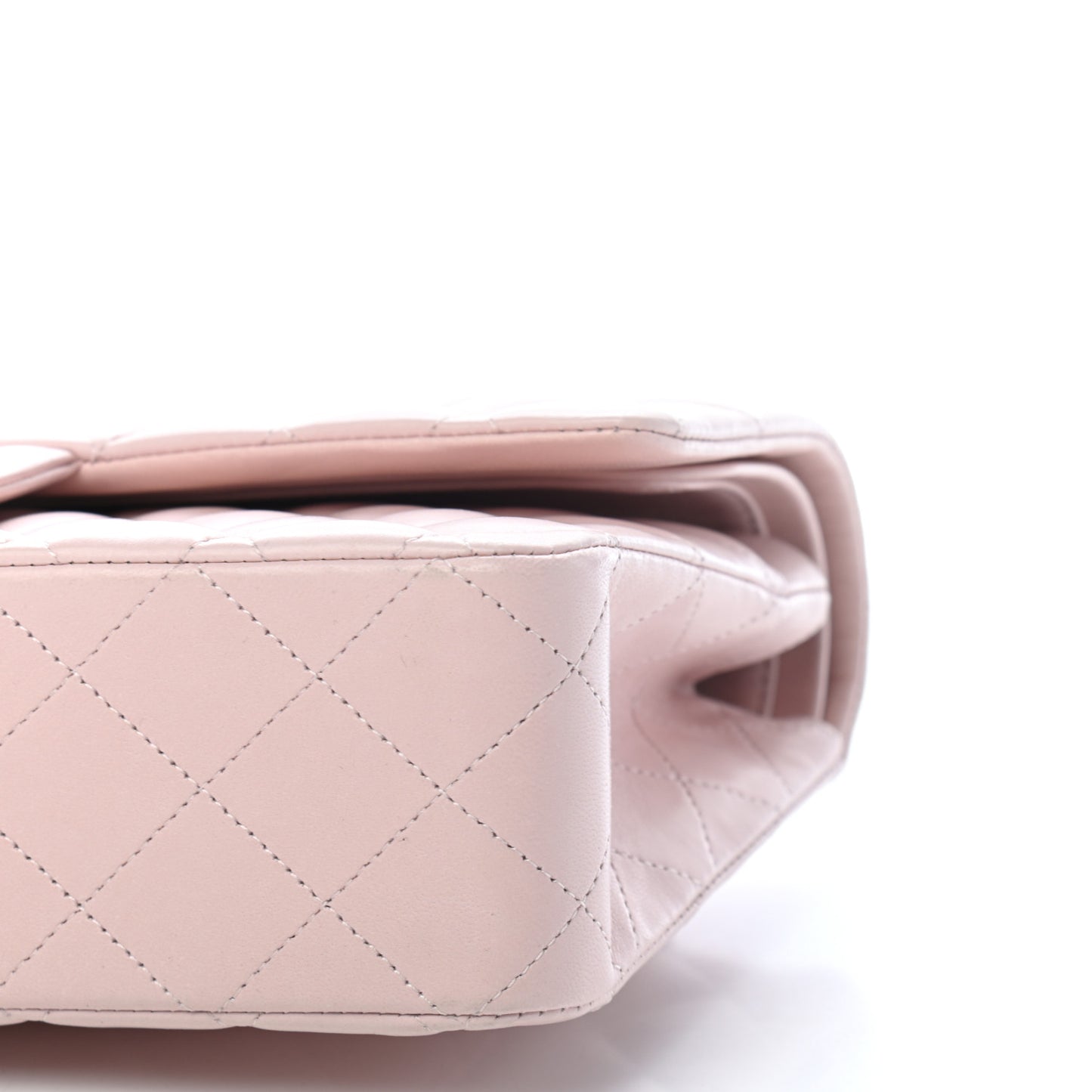 Lambskin Quilted Medium Double Flap Light Pink