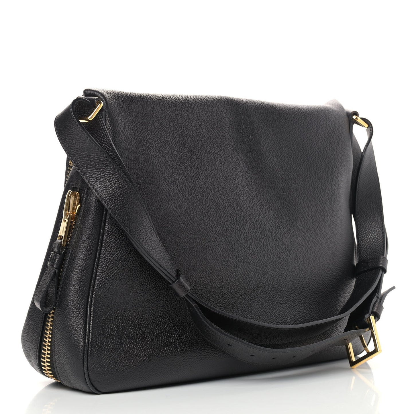 Grained Calfskin Large Jennifer Crossbody Bag Black