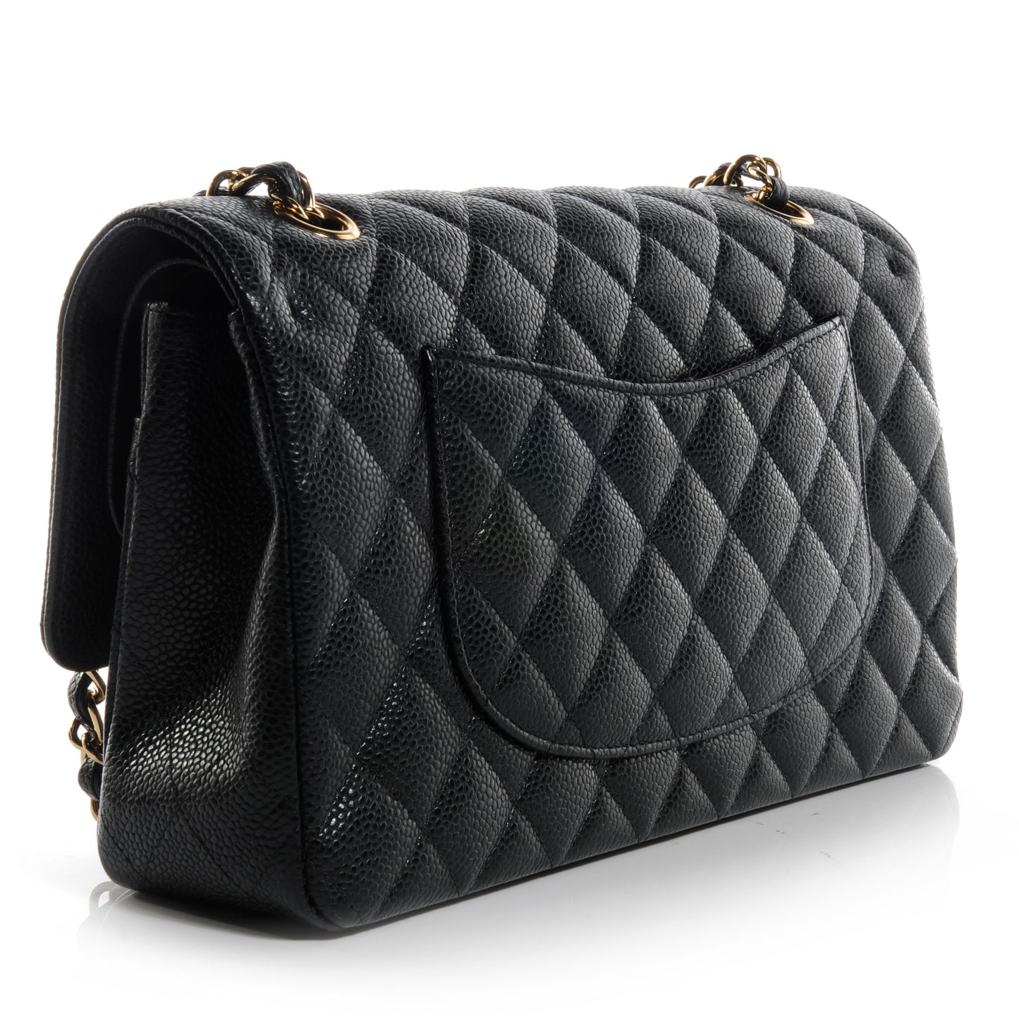 Caviar Quilted Medium Double Flap Black