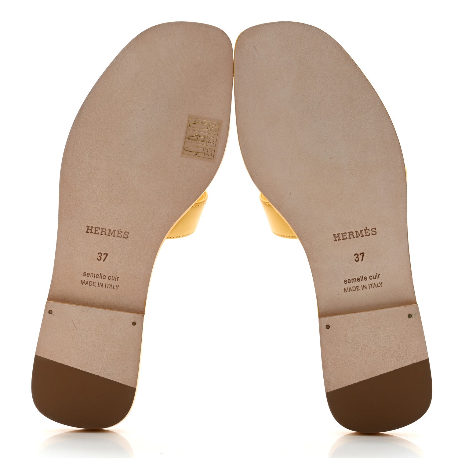 Hermes Calfskin Oran Sandals 37 Jaune Citron 5 of 9