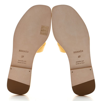 Hermes Calfskin Oran Sandals 37 Jaune Citron 5 of 9