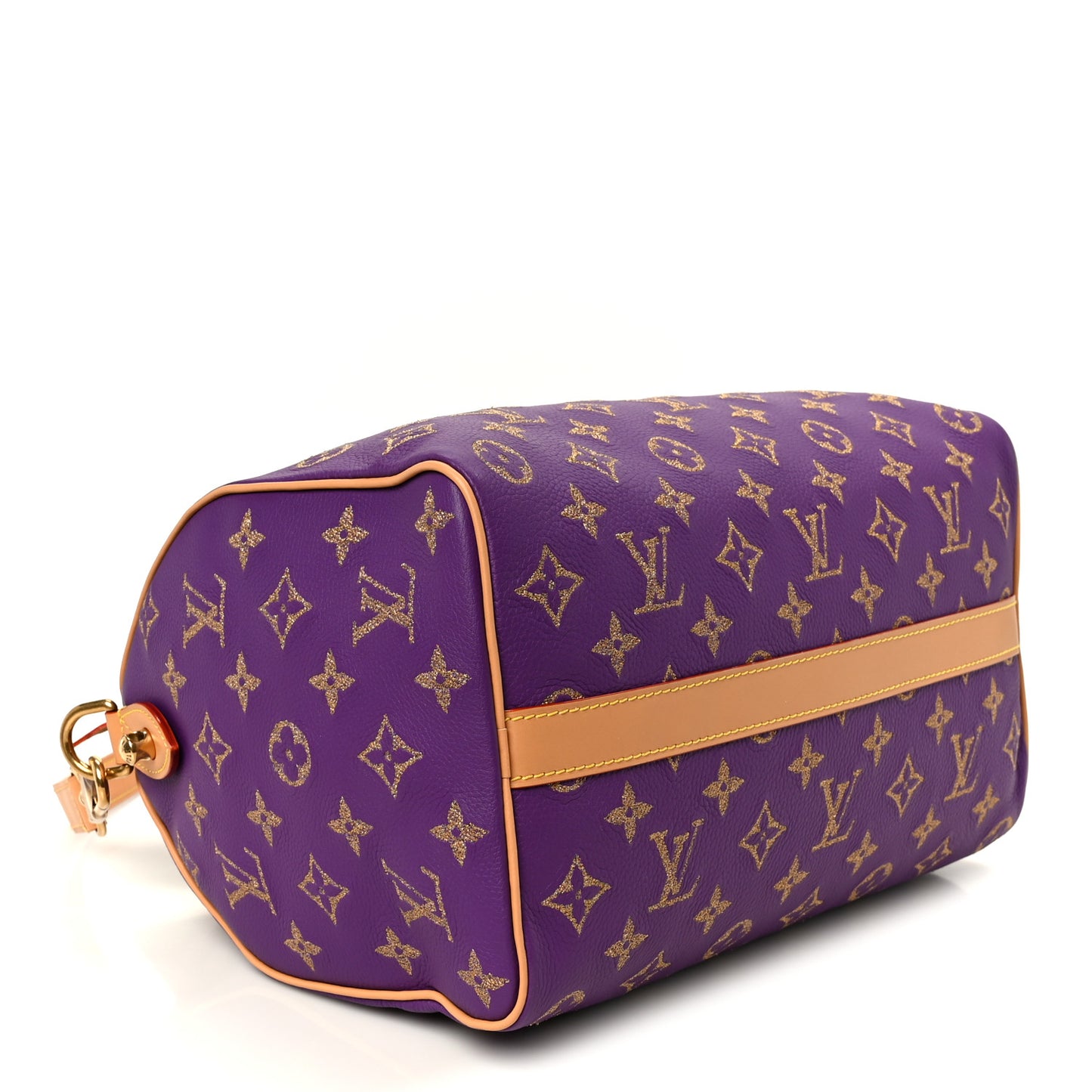 Calfskin Embroidered Monogram Speedy P9 Bandouliere 30 Golden Lotus Purple