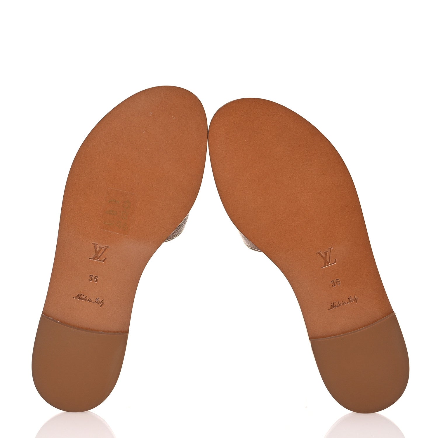 Louis Vuitton Calfskin Lock It Flat Mule 36 Cognac 6 of 11