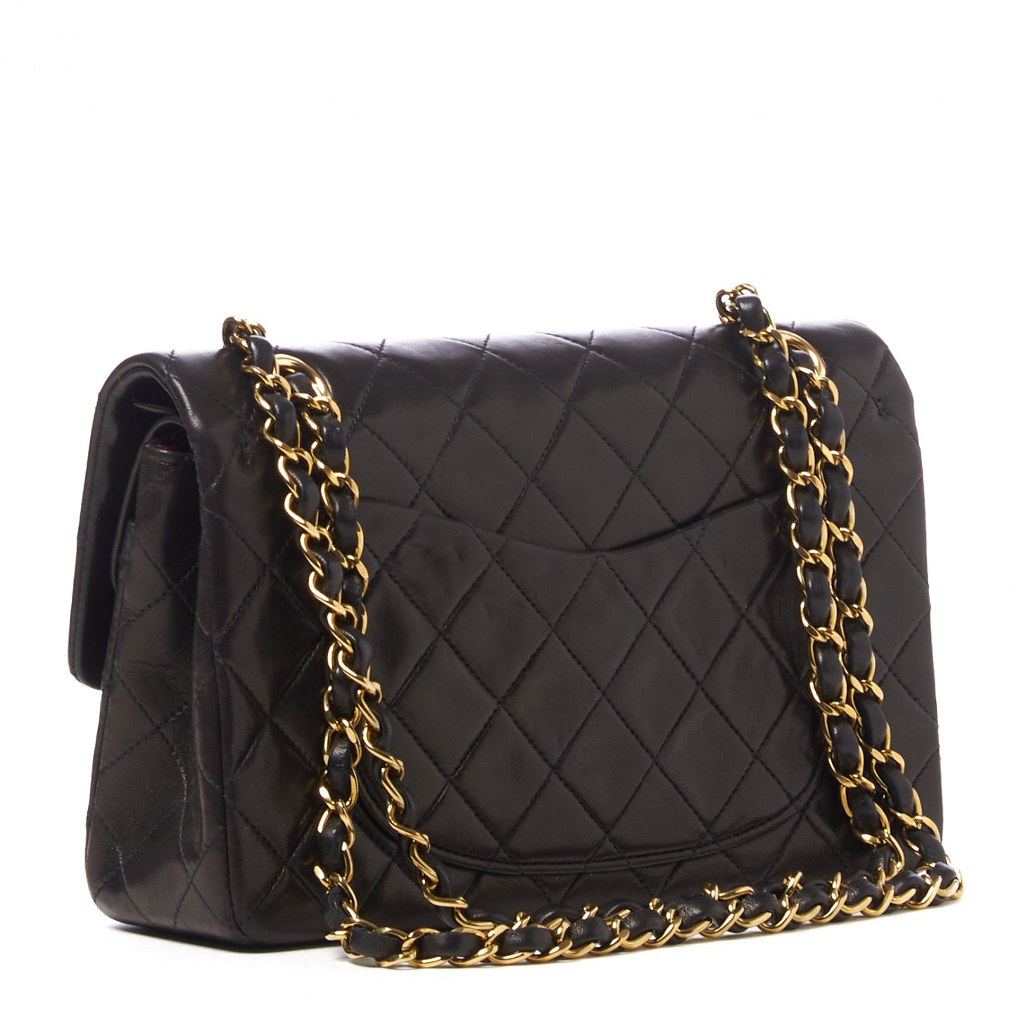 Lambskin Quilted Small Double Flap Black