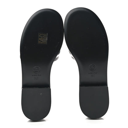 Chanel Lambskin Embroidered CC Mule Sandal 38 Black White 5 of 8