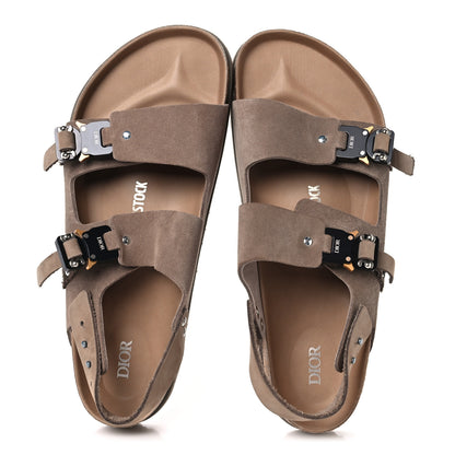 Christian Dior X BIRKENSTOCK Felted Wool Nubuck Calfskin Mens Milano Sandal 45 Brown 2 of 7