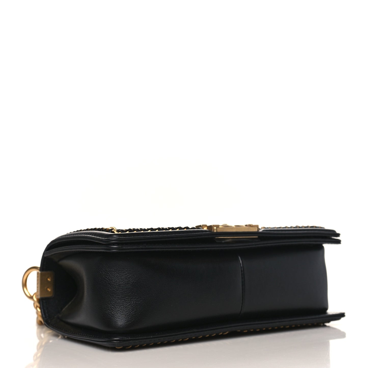 Lambskin Quilted Medium Top Handle Boy Flap Black