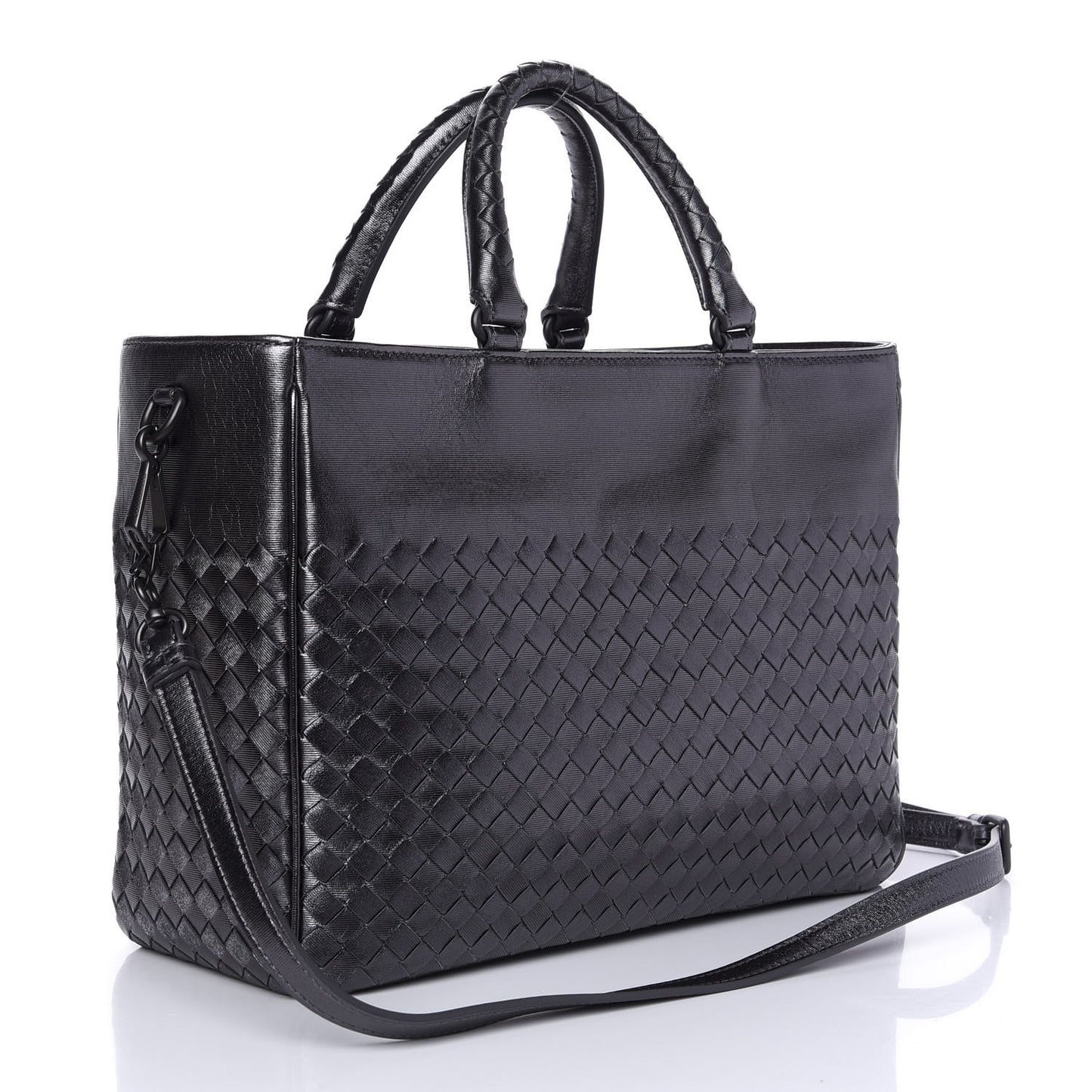 Metallic Grosgrain Intrecciato Tote Argento Ossidato