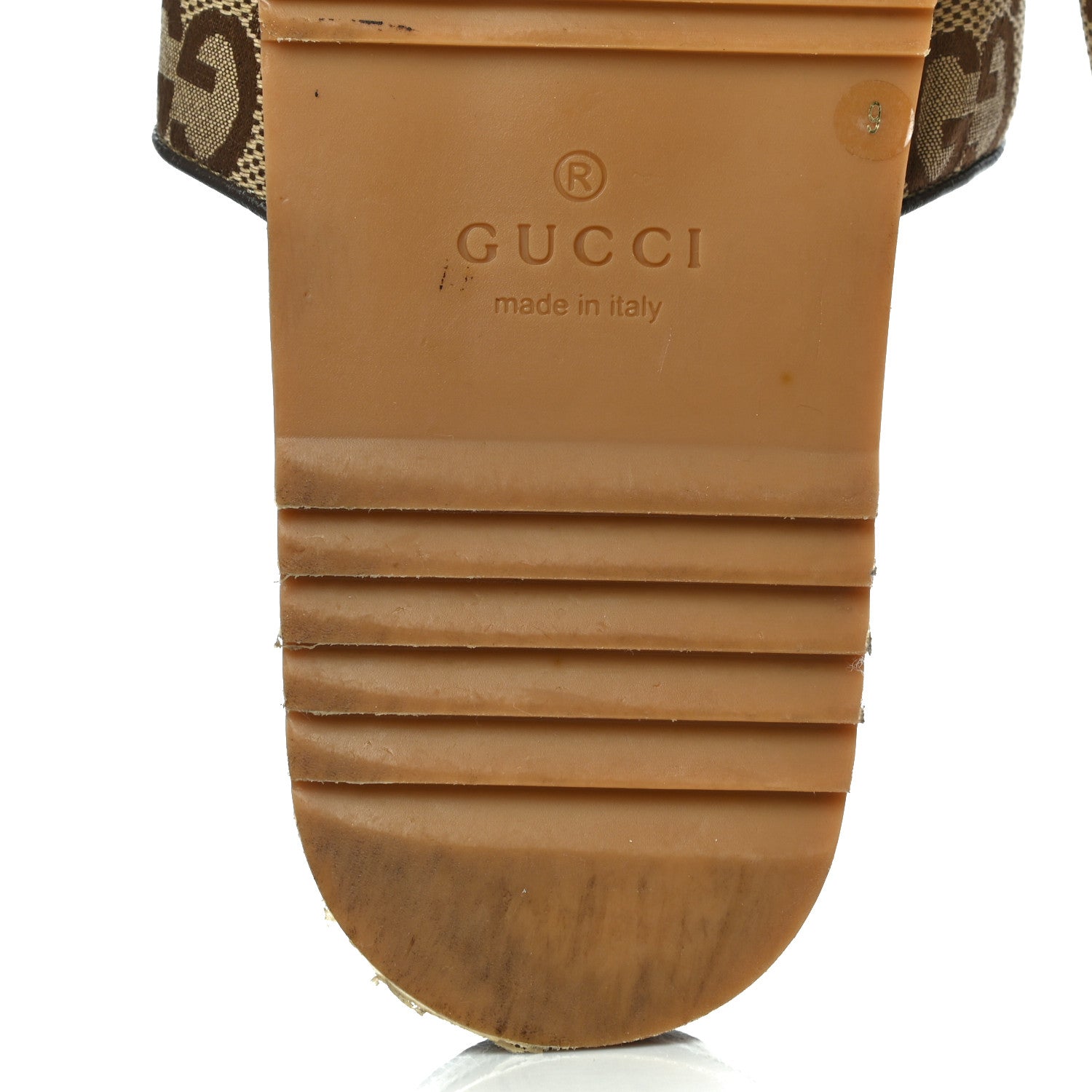 Gucci Monogram Jumbo GG Mens Slide Sandals 9 Camel Ebony 11 of 15