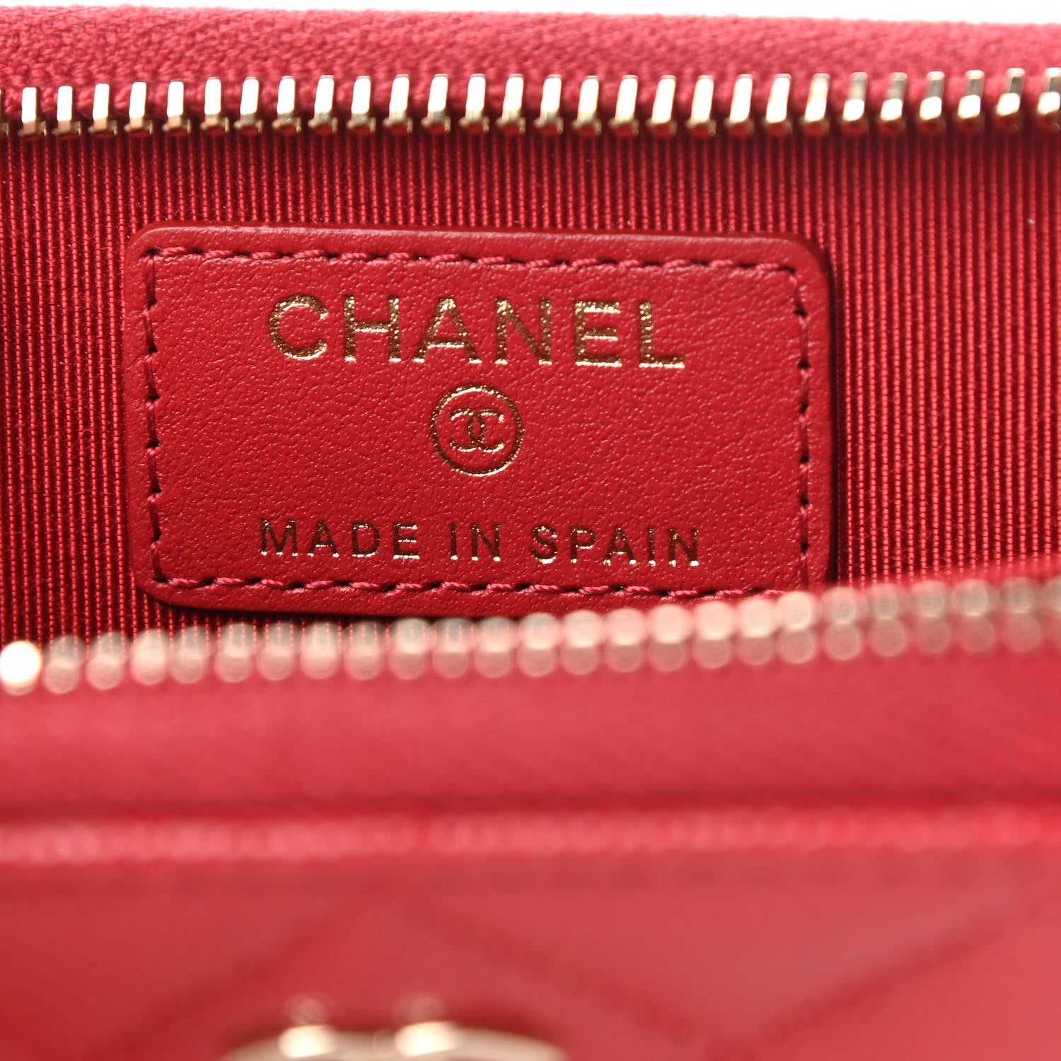 Chanel Caviar Quilted Zip Coin Purse Wallet Red 6 of 8