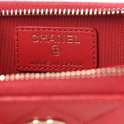 Chanel Caviar Quilted Zip Coin Purse Wallet Red 6 of 8