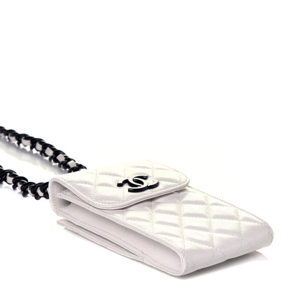 Chanel Caviar Quilted My Everything Clutch With Chain White Black 3 of 9