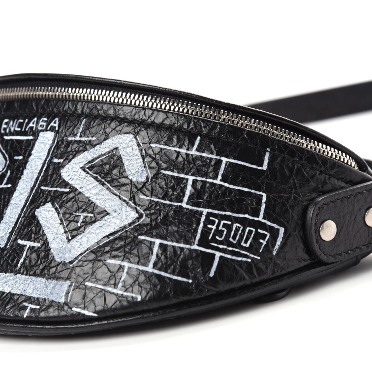 Balenciaga Agneau Arena Graffiti All Over XXS Souvenir Belt Bag Black White 8 of 9