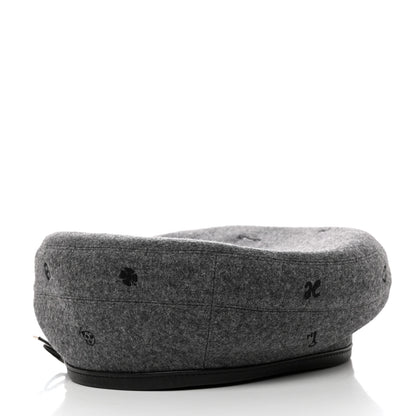 Hermes Cashmere Lambskin Saint-Honore Charms Beret 57 Charbon 6 of 8