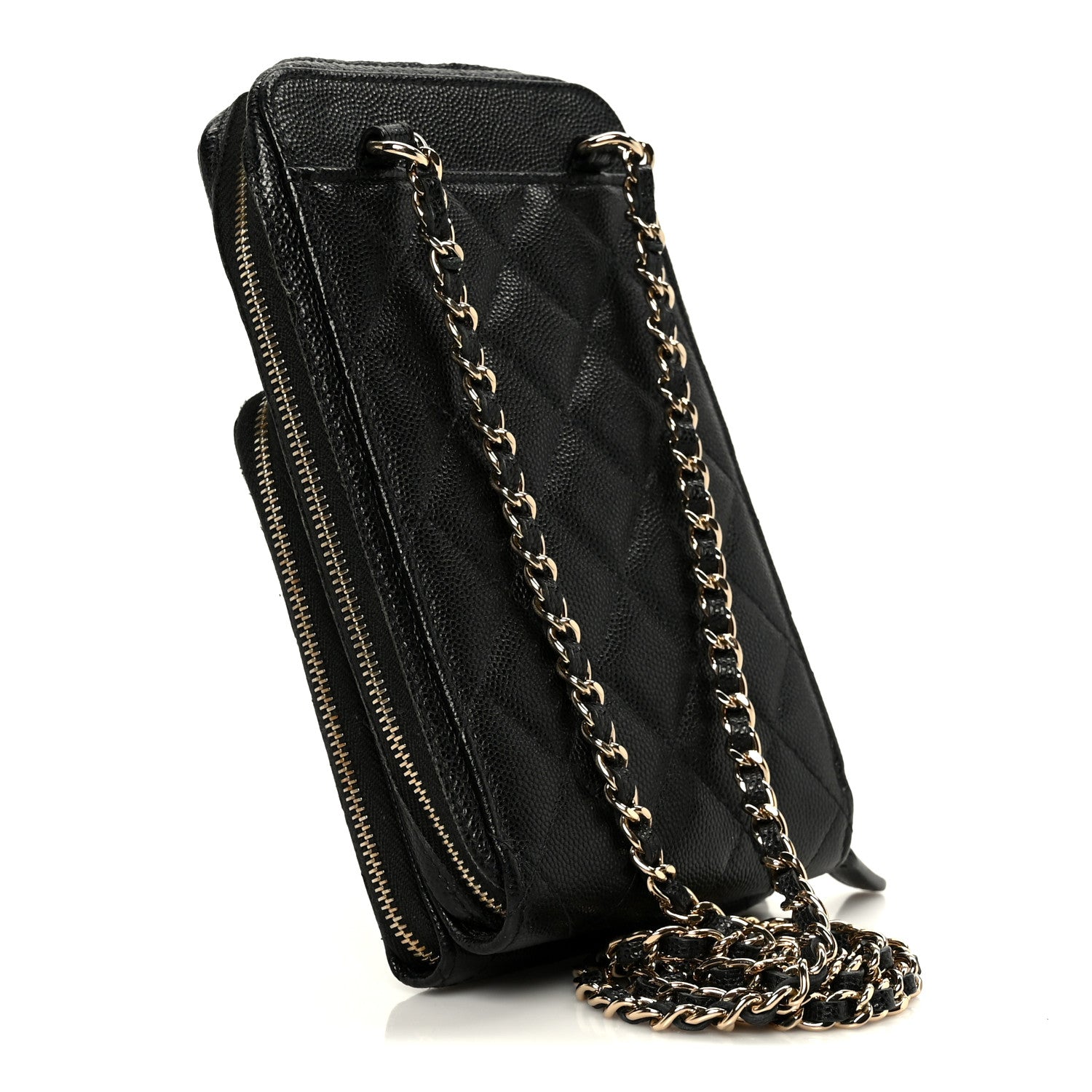 Chanel Caviar Quilted Phone Holder With Chain Black 3 of 12