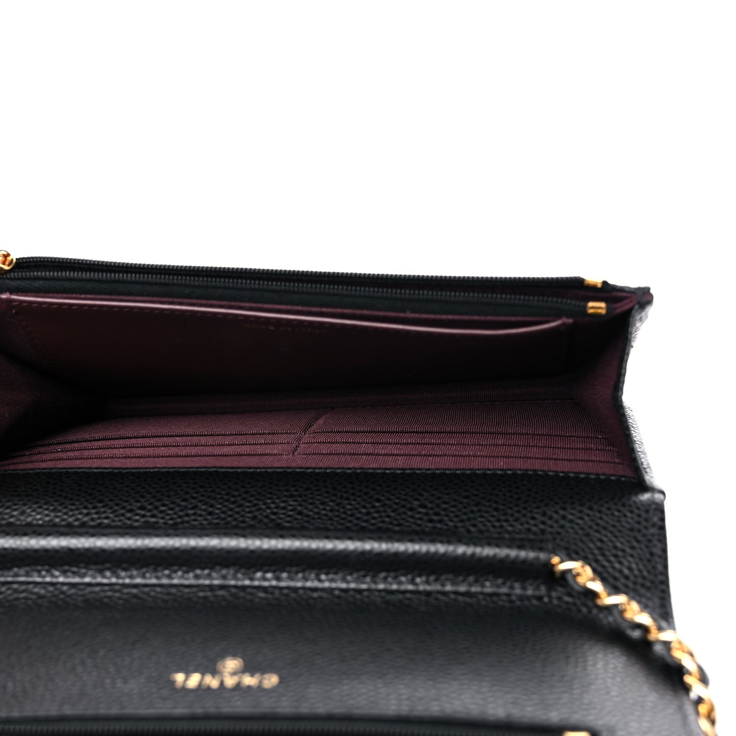 Caviar Quilted Wallet on Chain WOC Black