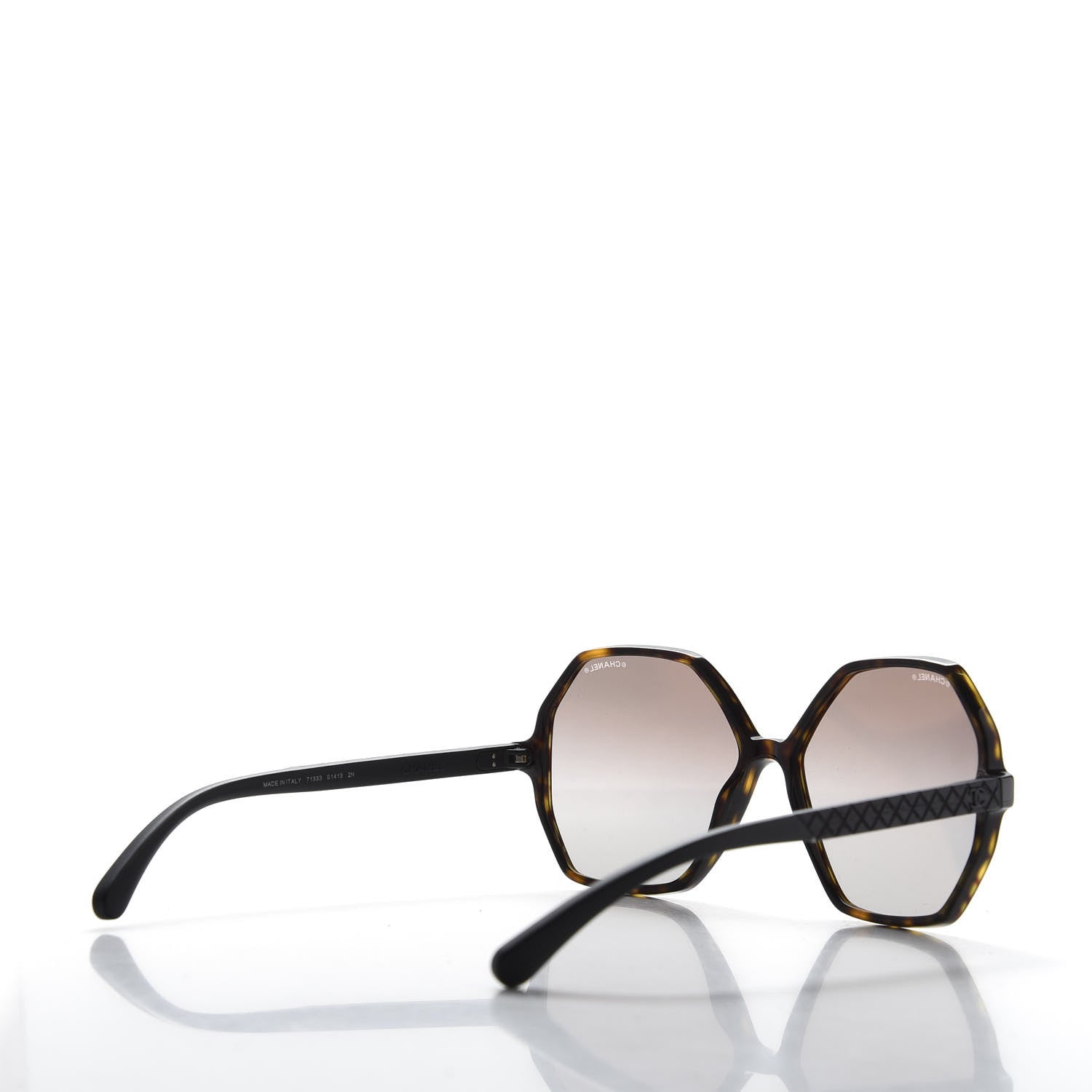 Chanel Acetate Wood Rubber Square Sunglasses 9076 Dark Tortoise 7 of 16