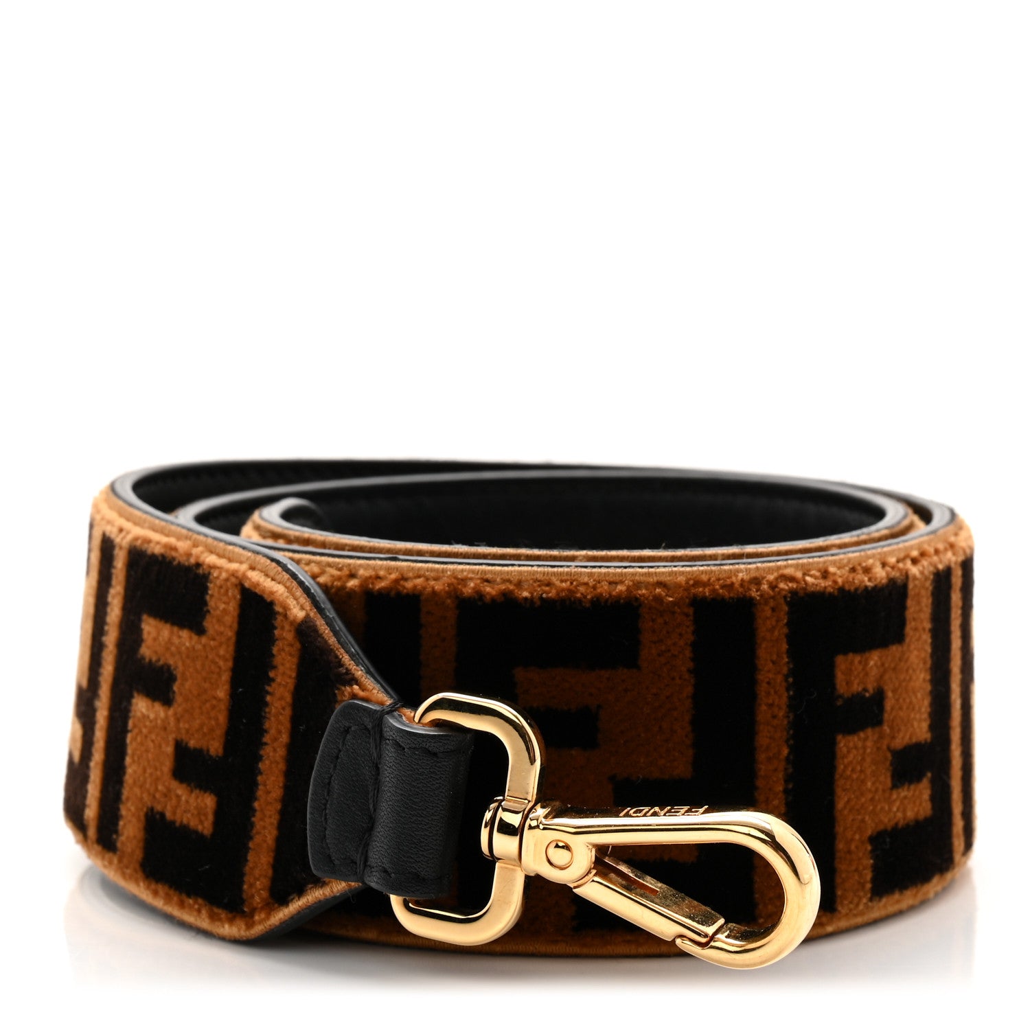 Fendi Velvet Tapestry FF Strap You Tobacco 1 of 6
