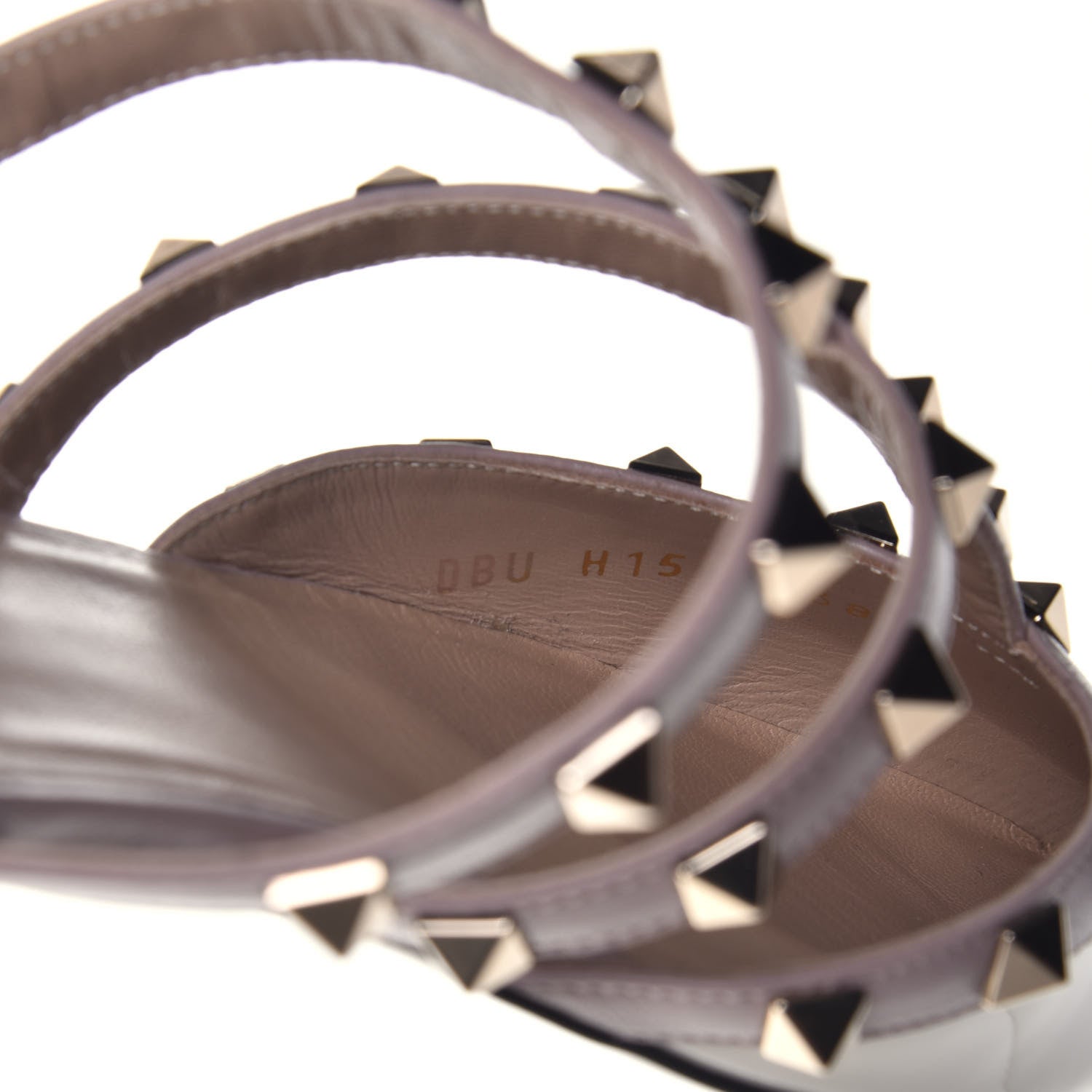 Valentino Garavani Patent Rockstud Flat Cage Mules 38 Ivory Poudre 7 of 8
