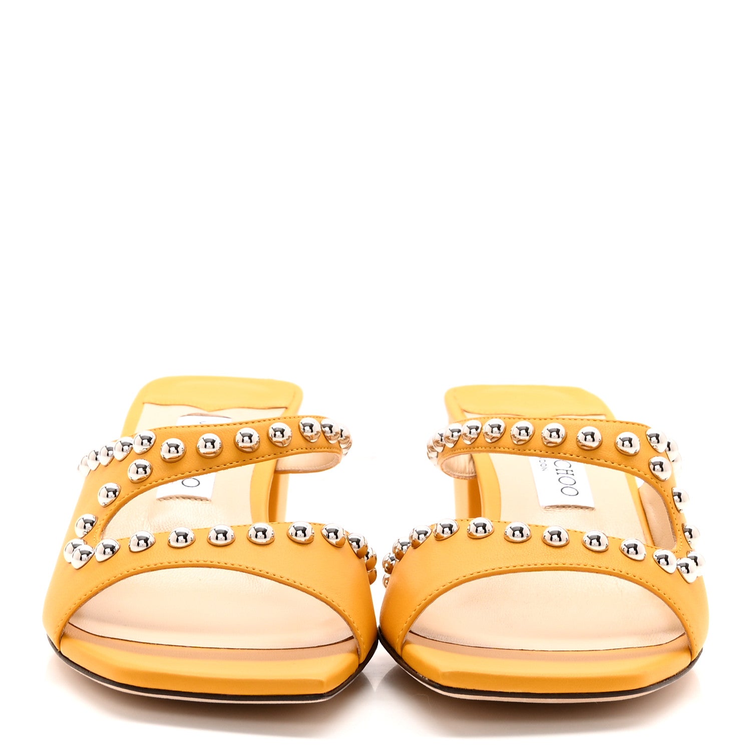 Jimmy Choo Calfskin Jacci 45 Studded Mule Sandals 41 Sun Silver 2 of 10