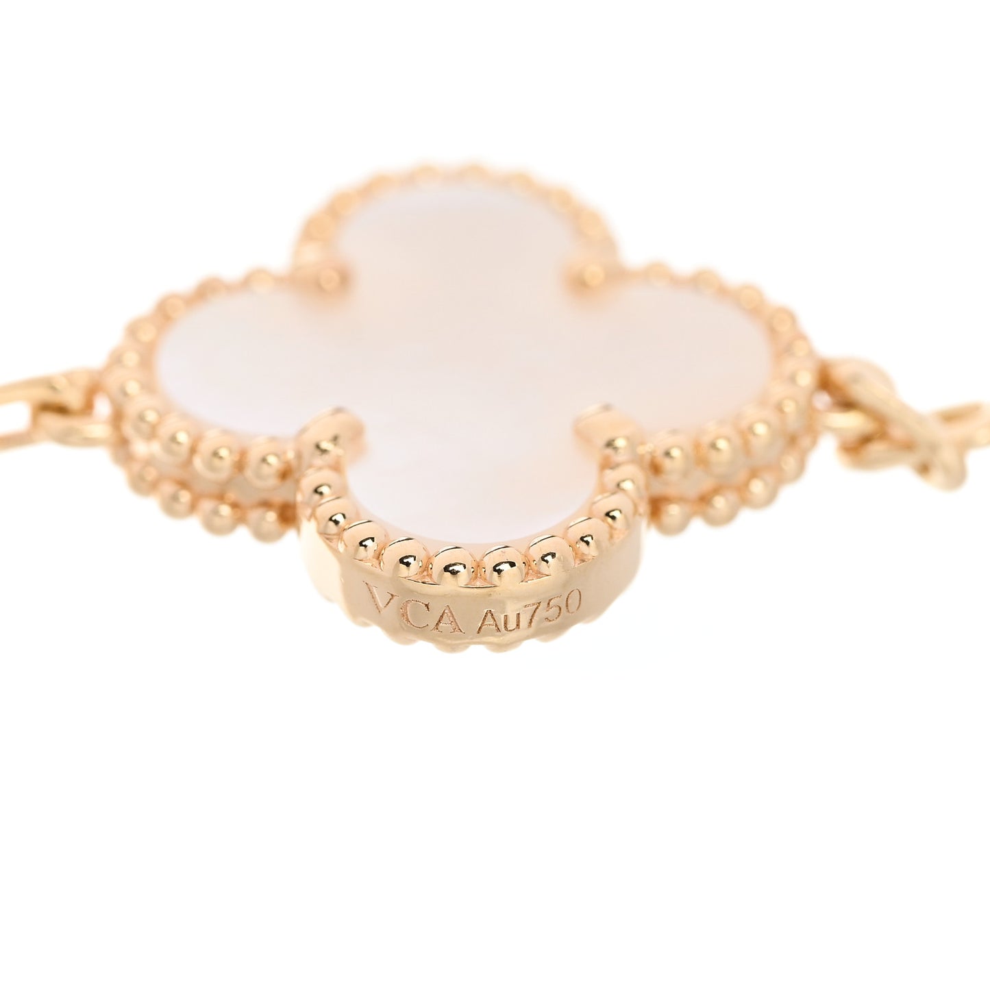 18K Yellow Gold Mother of Pearl 5 Motifs Vintage Alhambra Bracelet