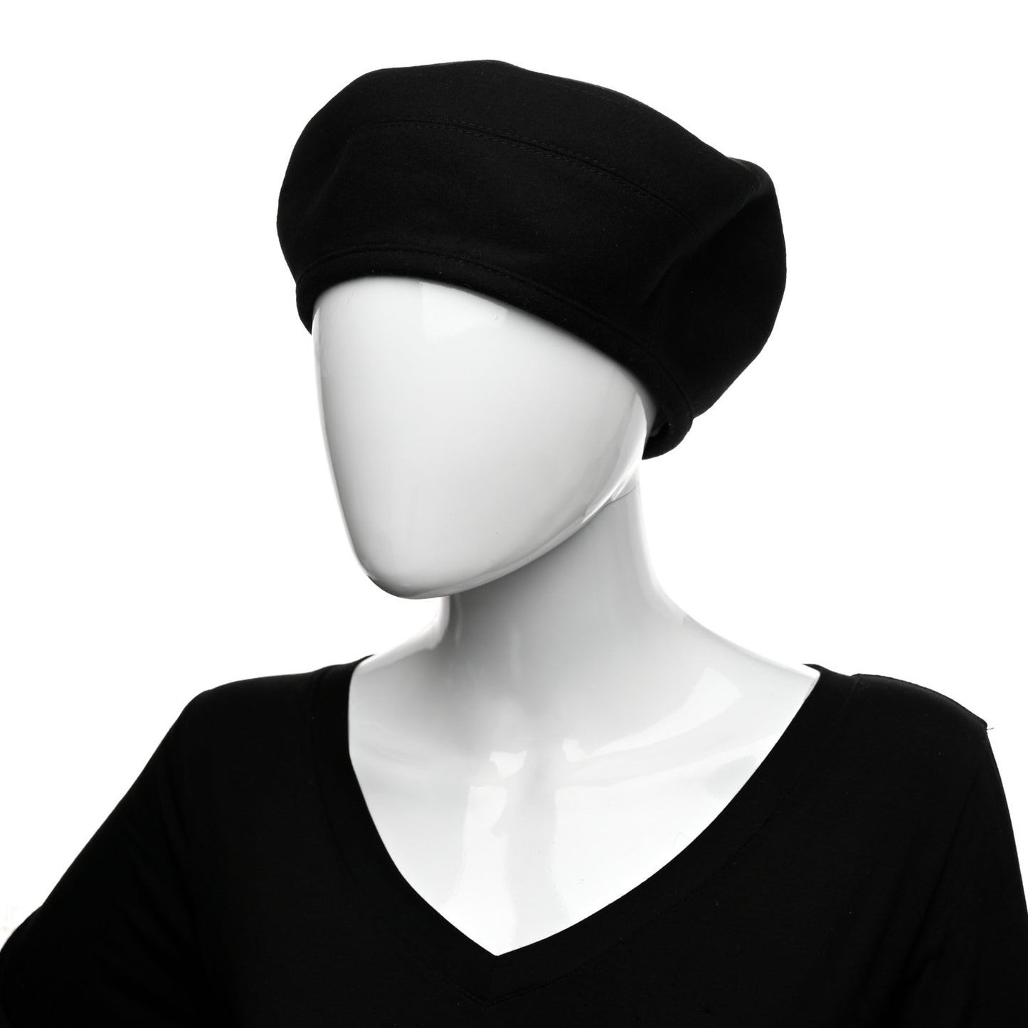 Cashmere Saint Honore Drap Beret 57 Black