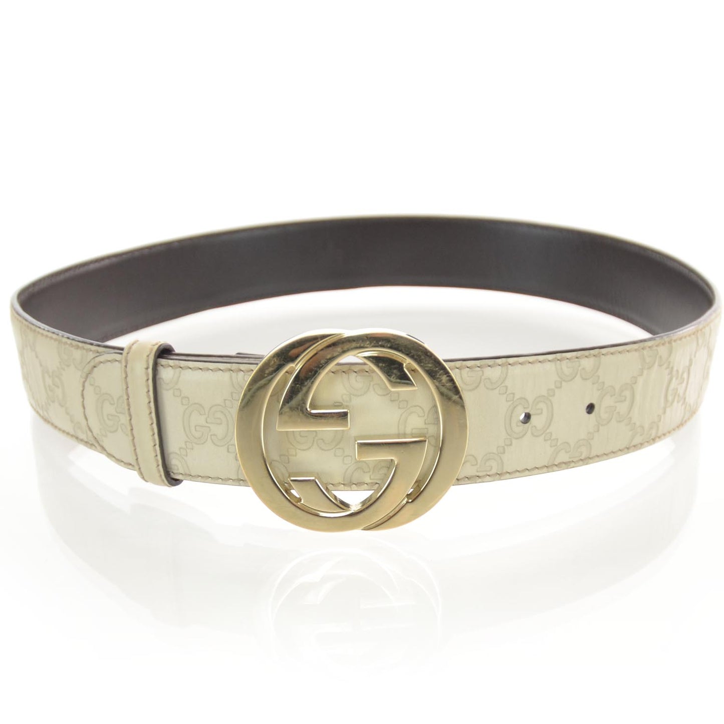 Guccissima Interlocking G Belt 80 32 Ivory