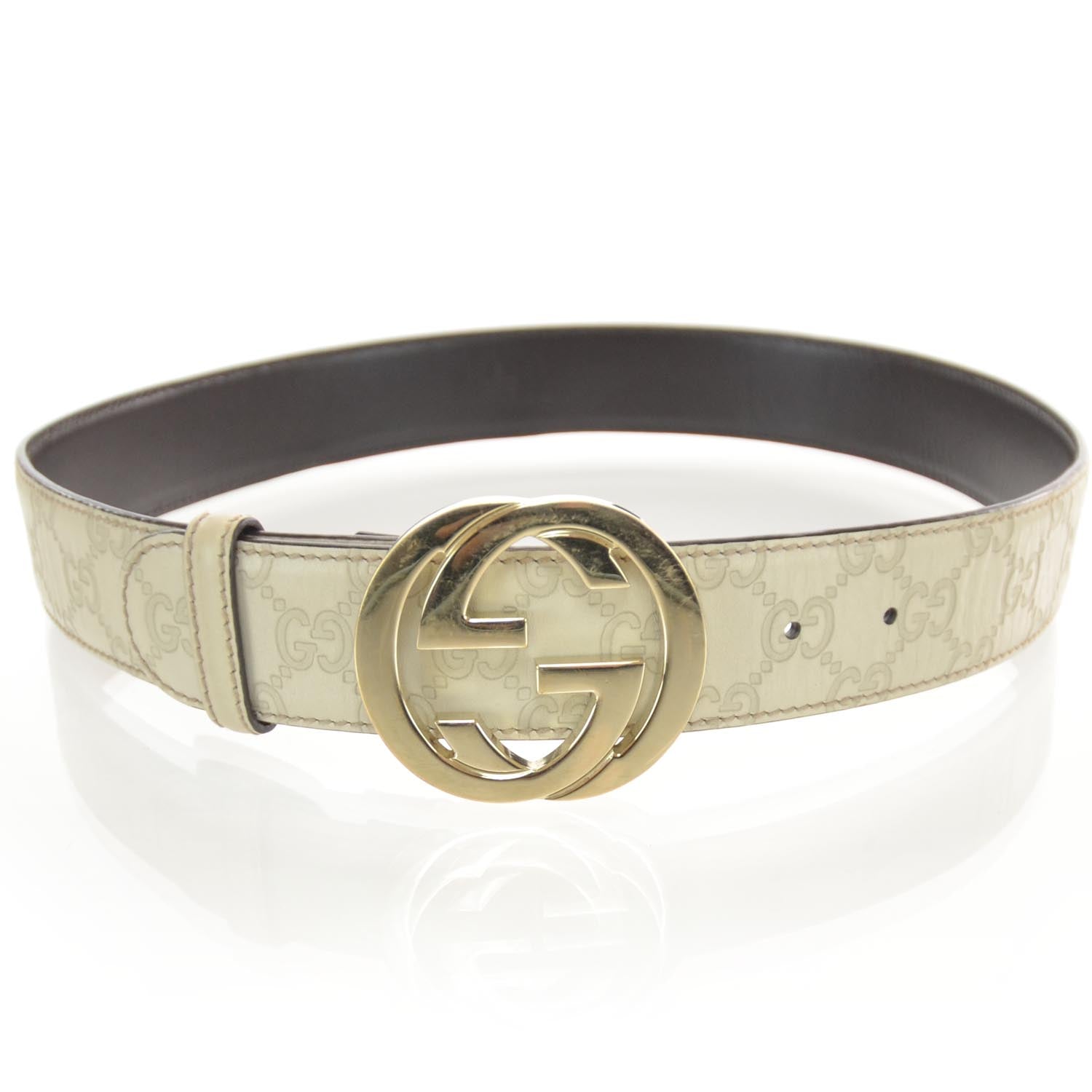 Gucci Guccissima Interlocking G Belt 80 32 Ivory 1 of 5