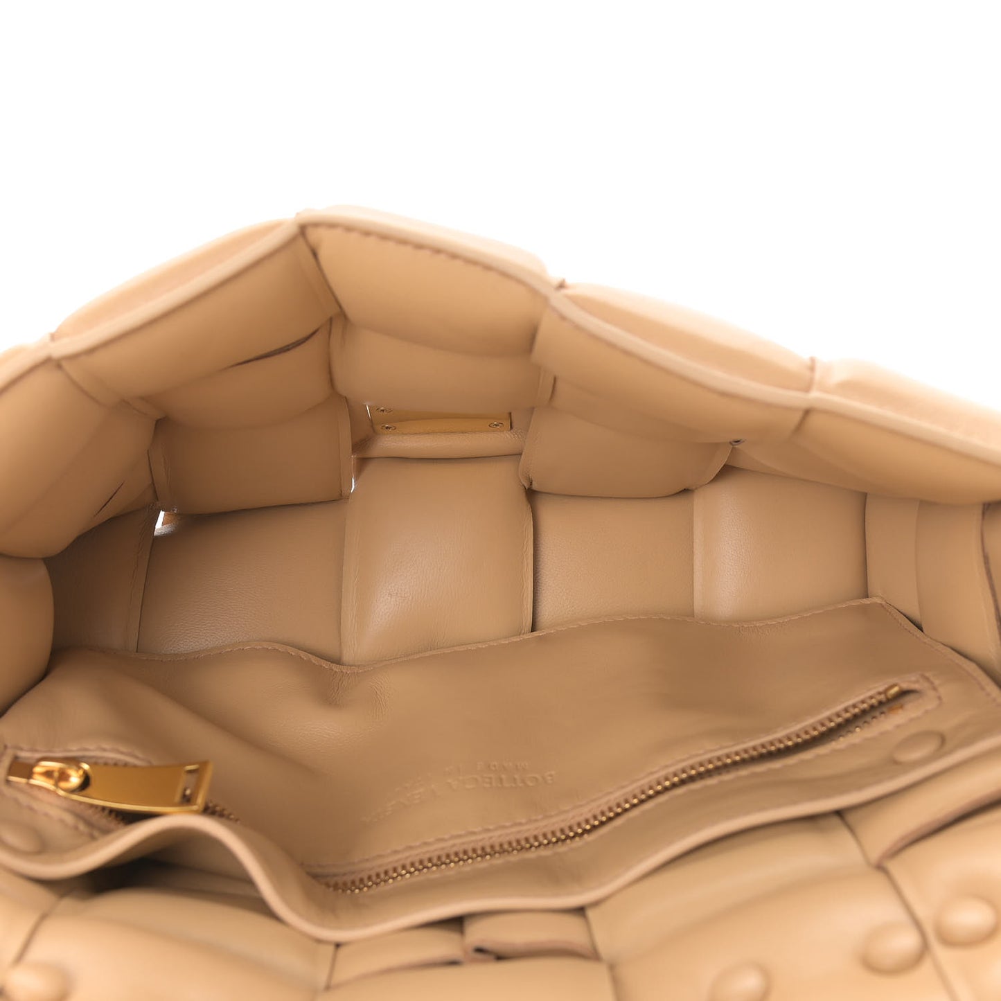 Lambskin Maxi Intreccio Padded Chain Cassette Crossbody Bag Almond