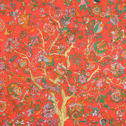 Hermes Silk Cashmere Fantaisies Indiennes Scarf 90 Rouge Rose Vif Vert 1 of 7