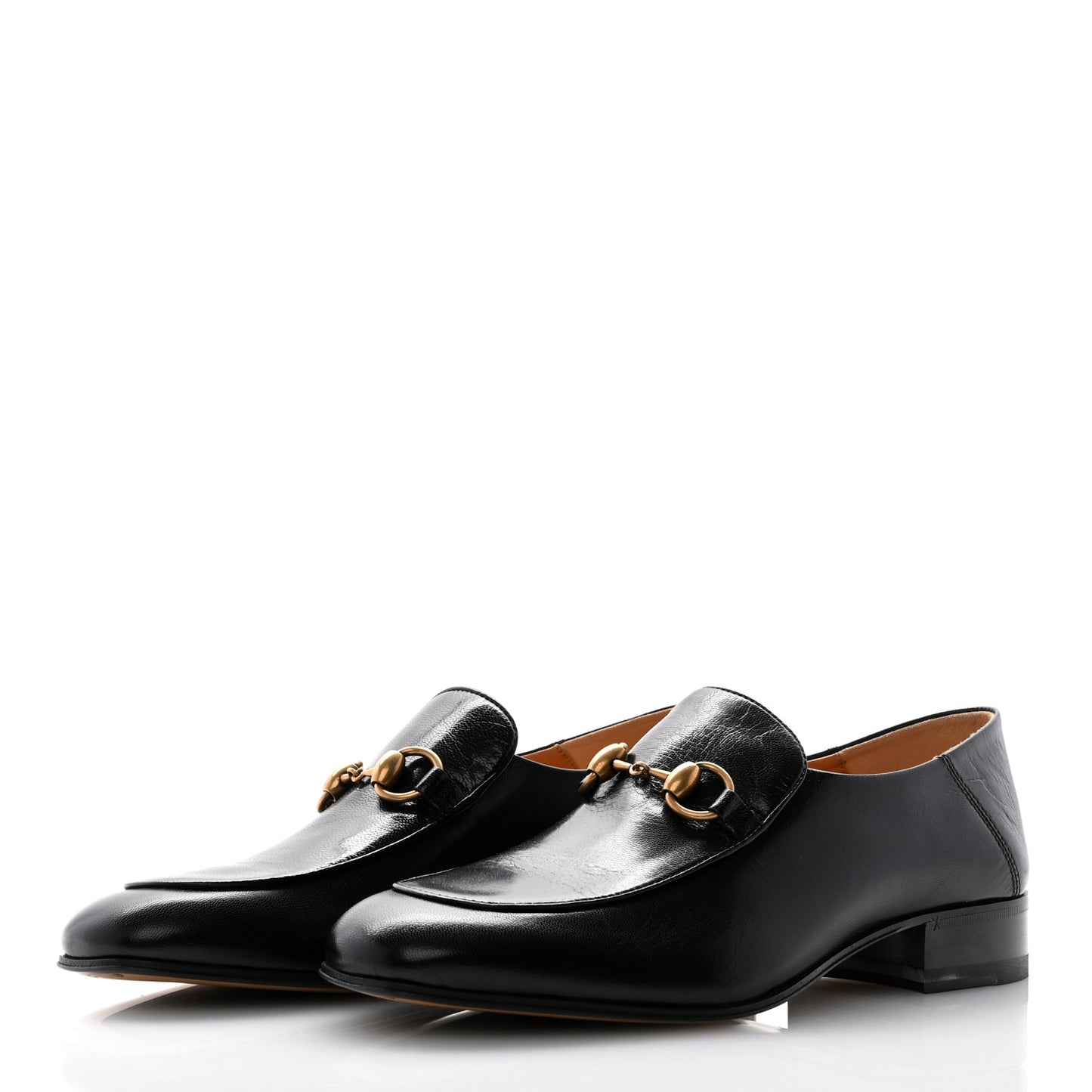 Goatskin Womens Horsebit Mid-Heel Loafers 39 Black