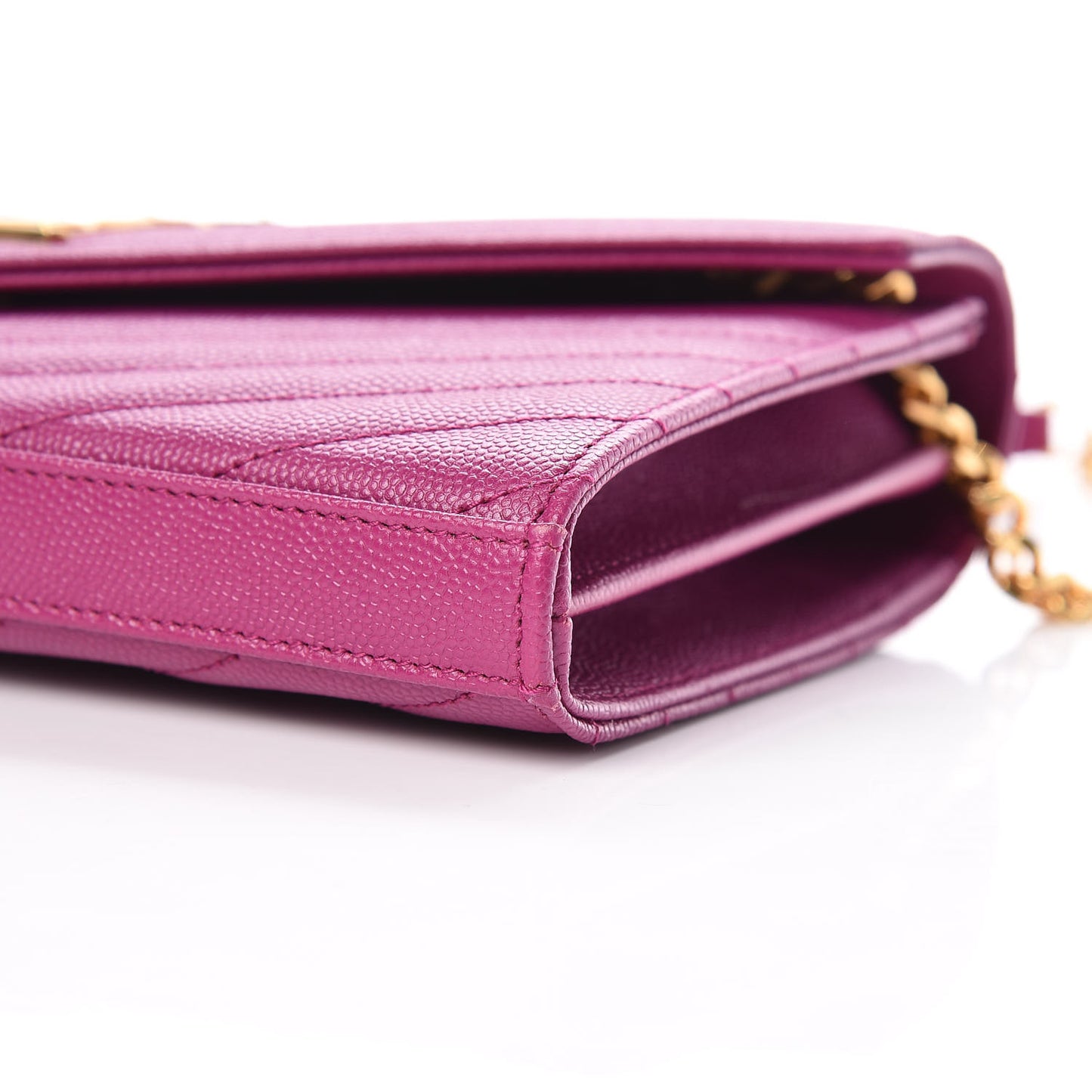 Grain De Poudre Matelasse Chevron Monogram Chain Wallet Dark Grape