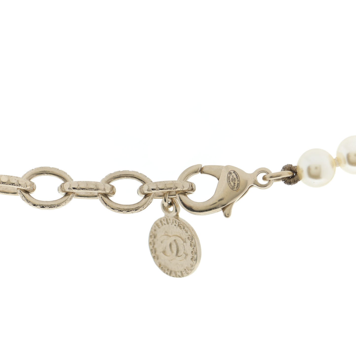 Pearl CC 100th Anniversary Necklace Light Gold