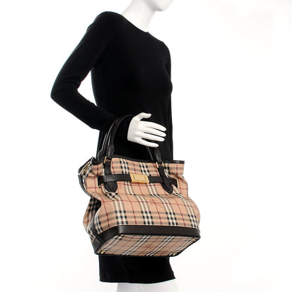 Burberry Haymarket Check Medium Golderton Tote Chocolate 3 of 12
