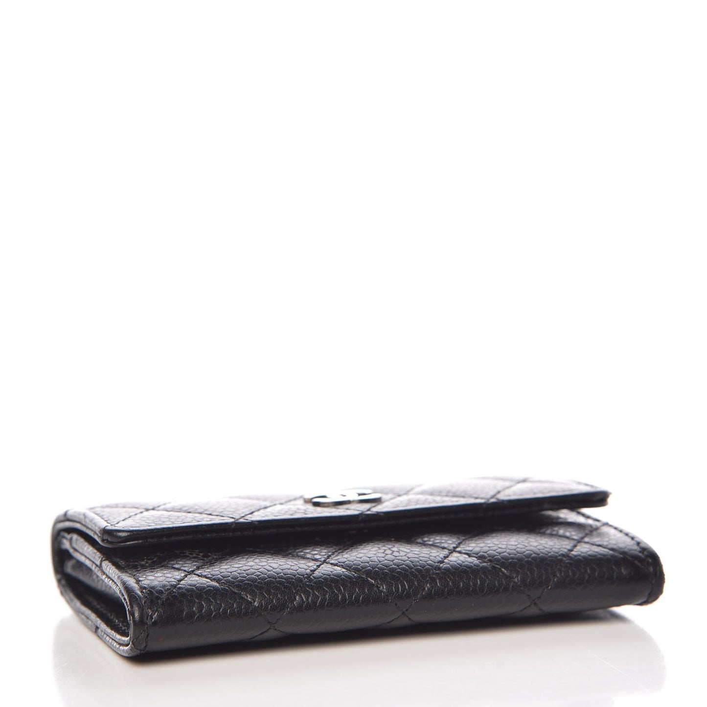 Caviar Quilted Flap Card Holder Black