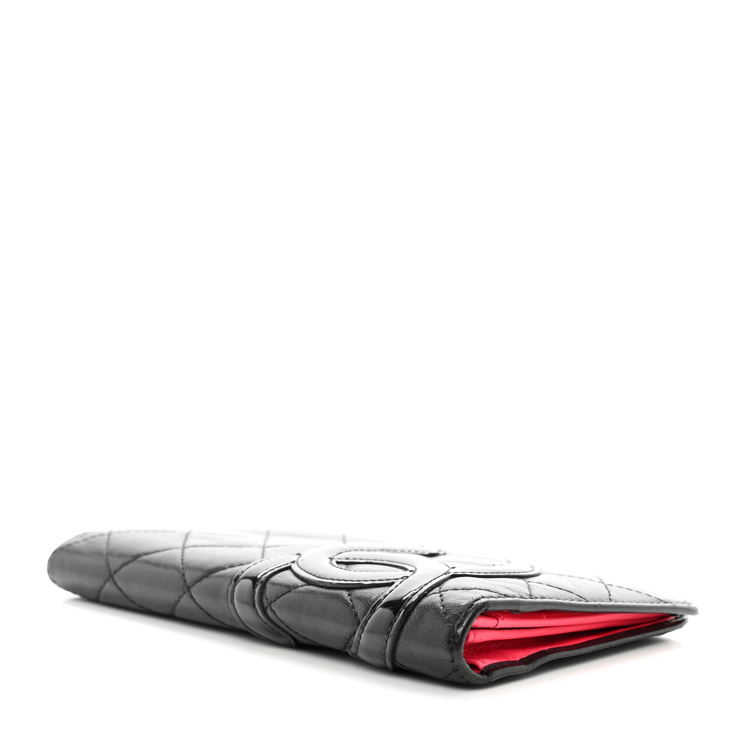 Calfskin Quilted Cambon Yen Wallet Black