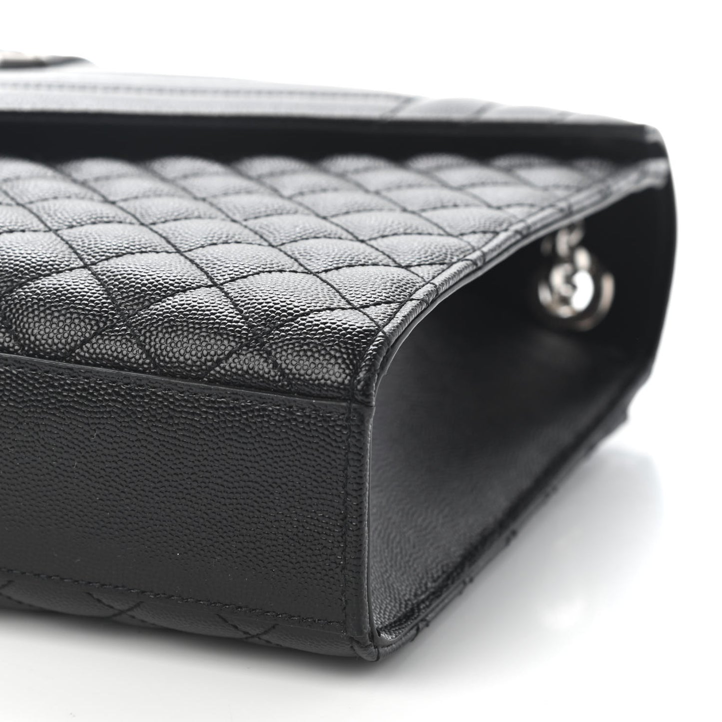 Grain De Poudre Textured Mixed Matelasse Large Triquilt Monogram Satchel Black