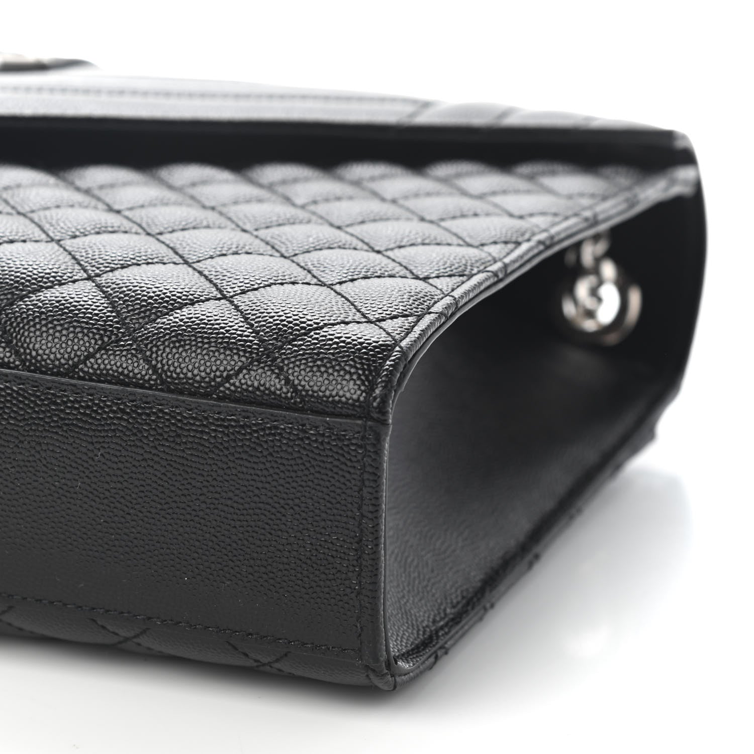 Saint Laurent Grain De Poudre Textured Mixed Matelasse Large Triquilt Monogram Satchel Black 9 of 11