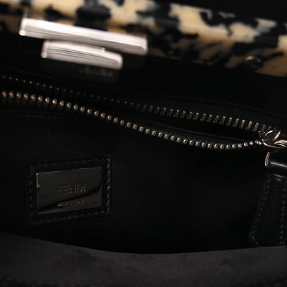 Fendi Vitello Dolce Shiny Nappa Plexglass Granite Medium Peekaboo Iconic Satchel Black 6 of 10
