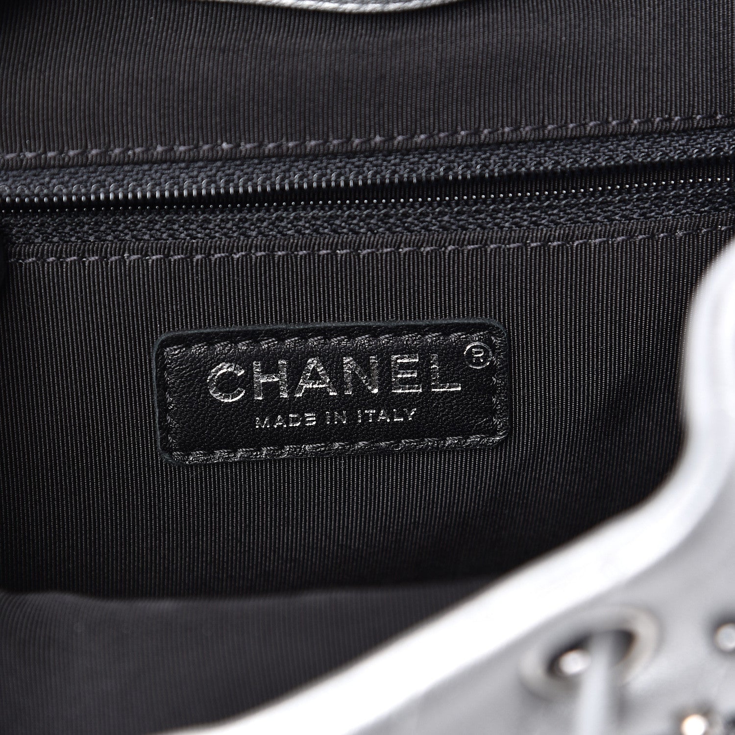 Chanel Metallic Lambskin Chevron Quilted Studded Stud Wars Backpack Silver 6 of 10