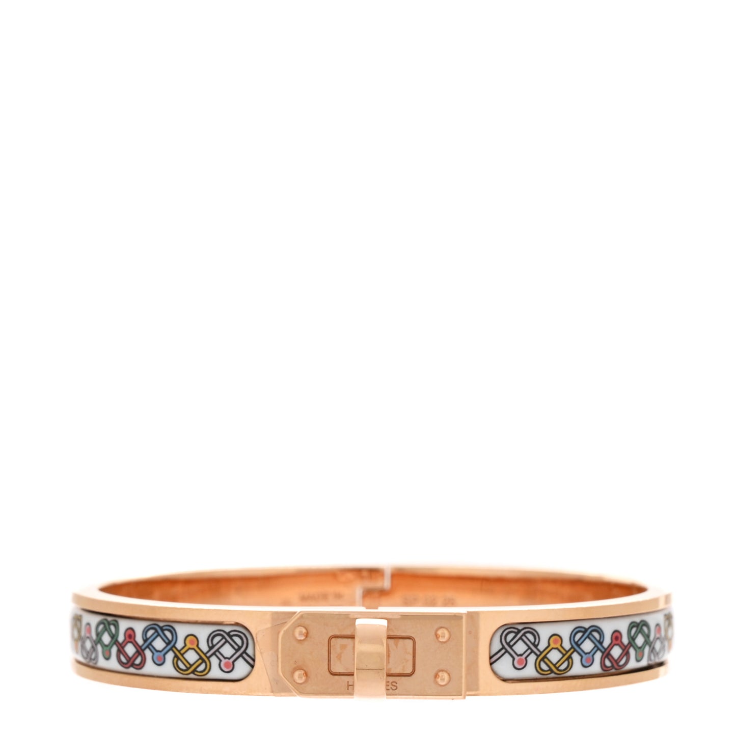 Enamel Printed Petits Coeurs Mini Clic Kelly Bracelet PM Aurore