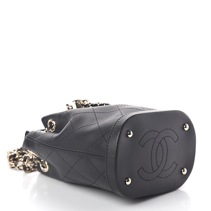 Chanel Calfskin Stitched Mini Drawstring CC Bag Black 4 of 11
