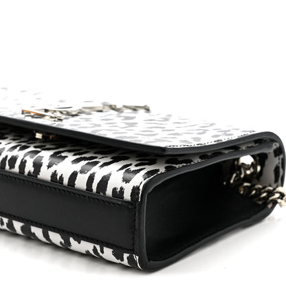 Saint Laurent Calfskin Leopard Small Monogram Kate Satchel White Black 9 of 12