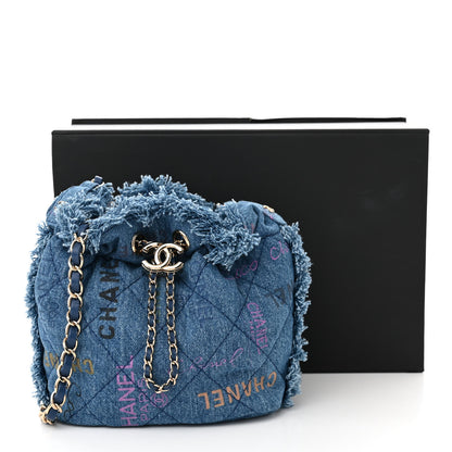 Chanel Denim Quilted Small Mood Bucket With Chain Blue Multicolor 11 of 11
